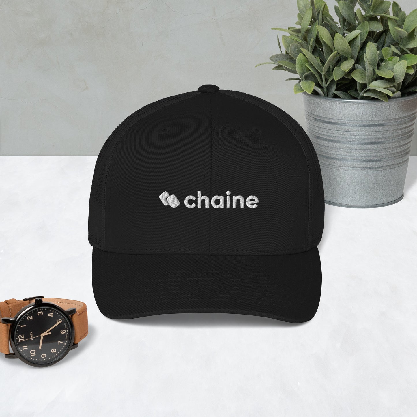 Chaine Embroidered Trucker Cap