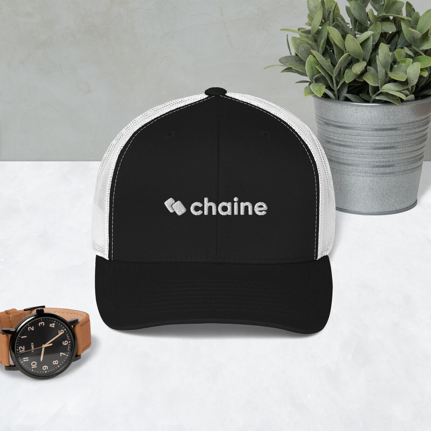 Chaine Embroidered Trucker Cap
