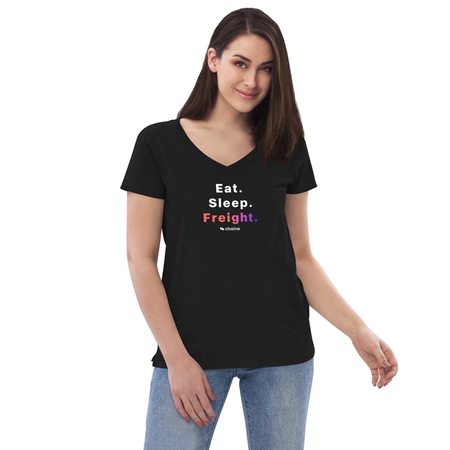 Eat Sleep Freight - Women’s Recycled V-neck T-shirt