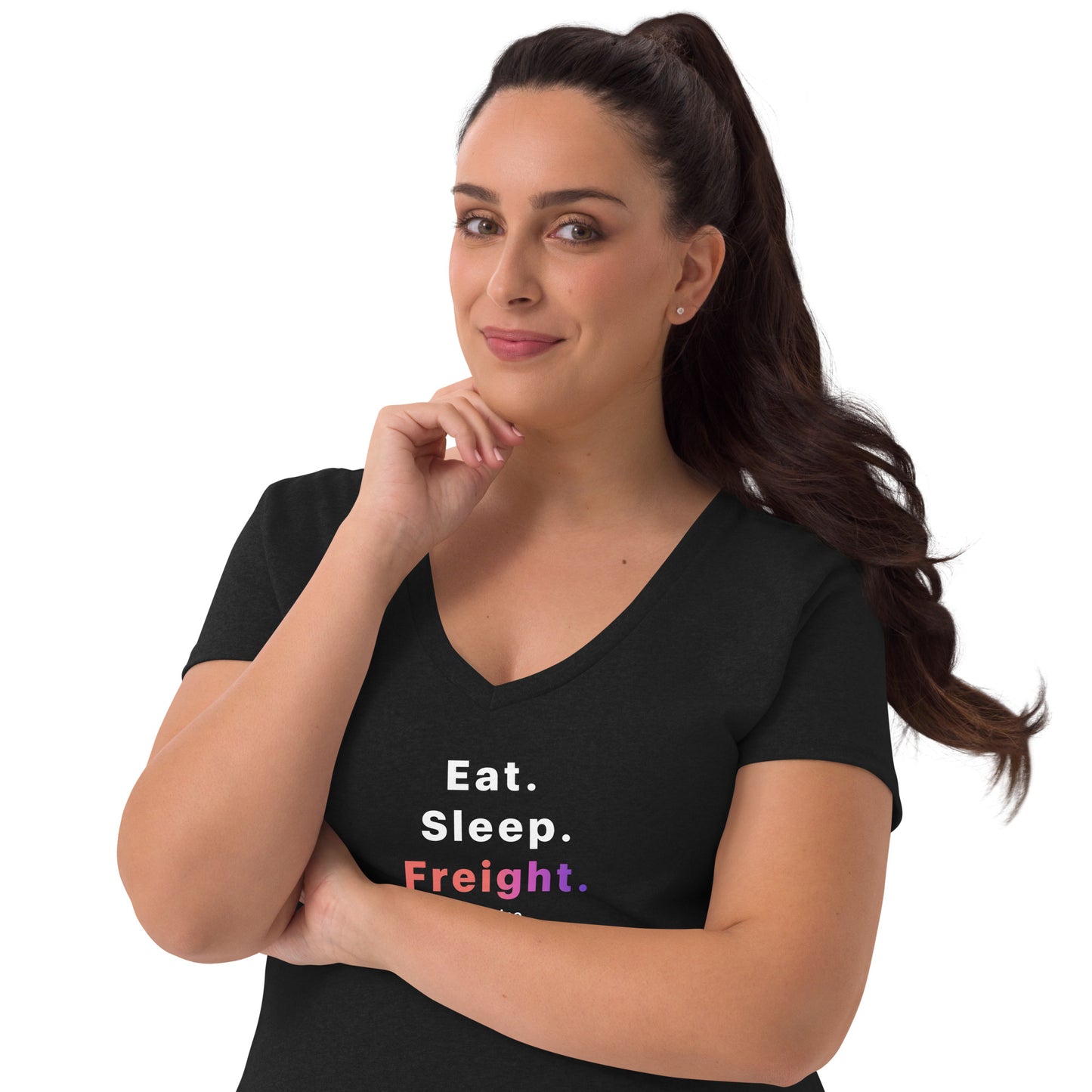 Eat Sleep Freight - Women’s Recycled V-neck T-shirt