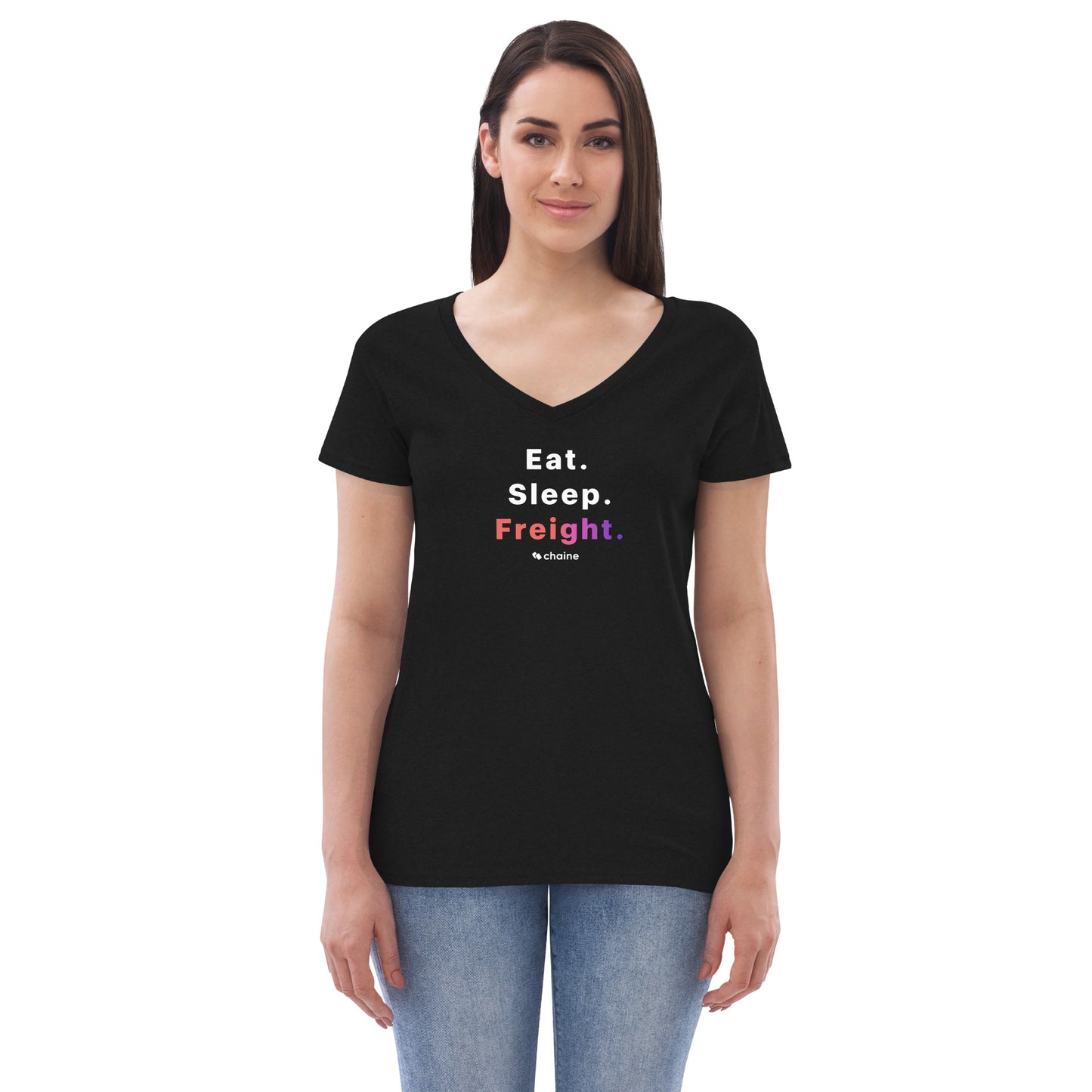 Eat Sleep Freight - Women’s Recycled V-neck T-shirt