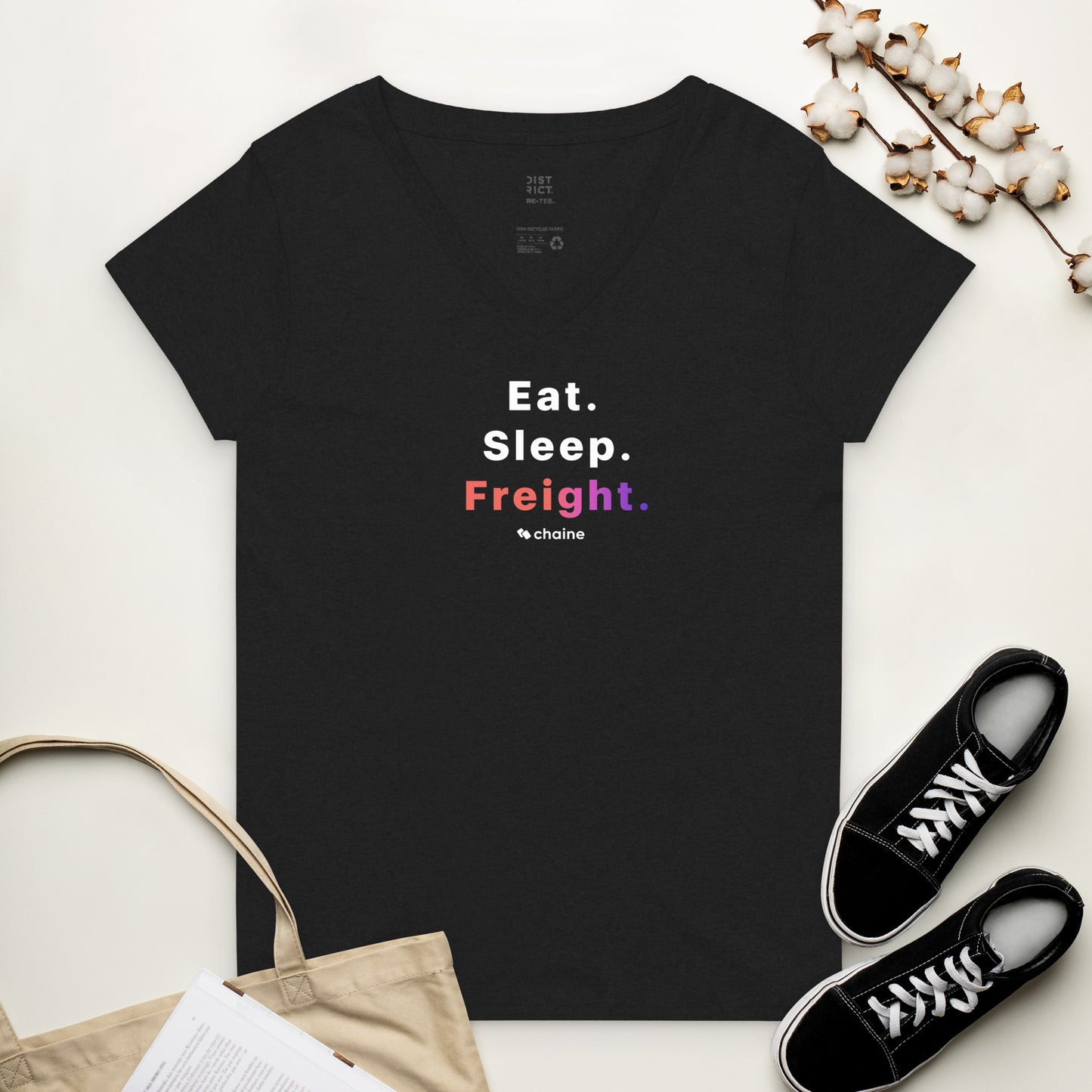 Eat Sleep Freight - Women’s Recycled V-neck T-shirt